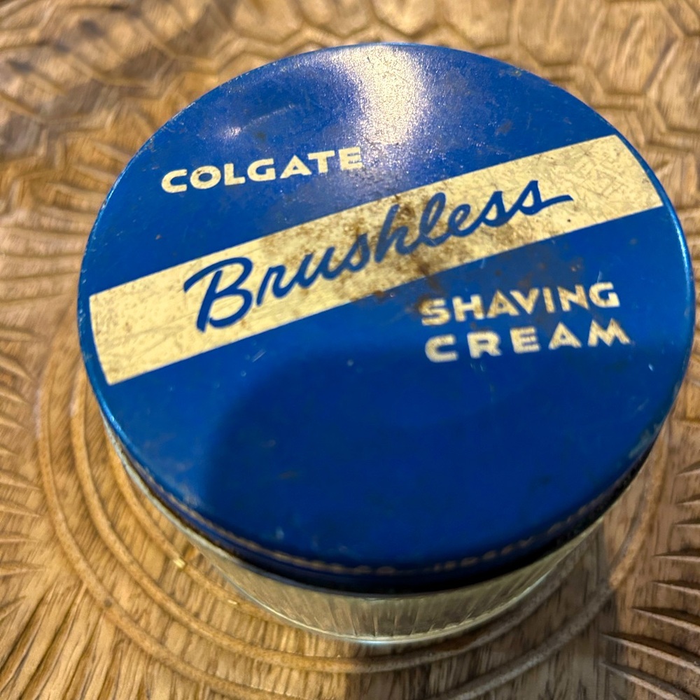 Colgate Brushless Shaving Cream vintage glass jar